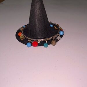 Vintage Beaded Charm Bangle Bracelet